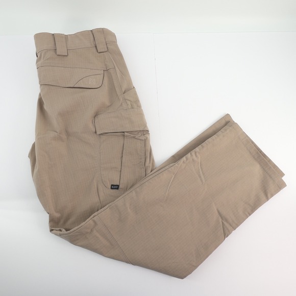 5.11 Tactical Mens 34x32 Cargo Pants Work Utility Beige Double Knee Ripstop Flaw - Picture 1 of 5